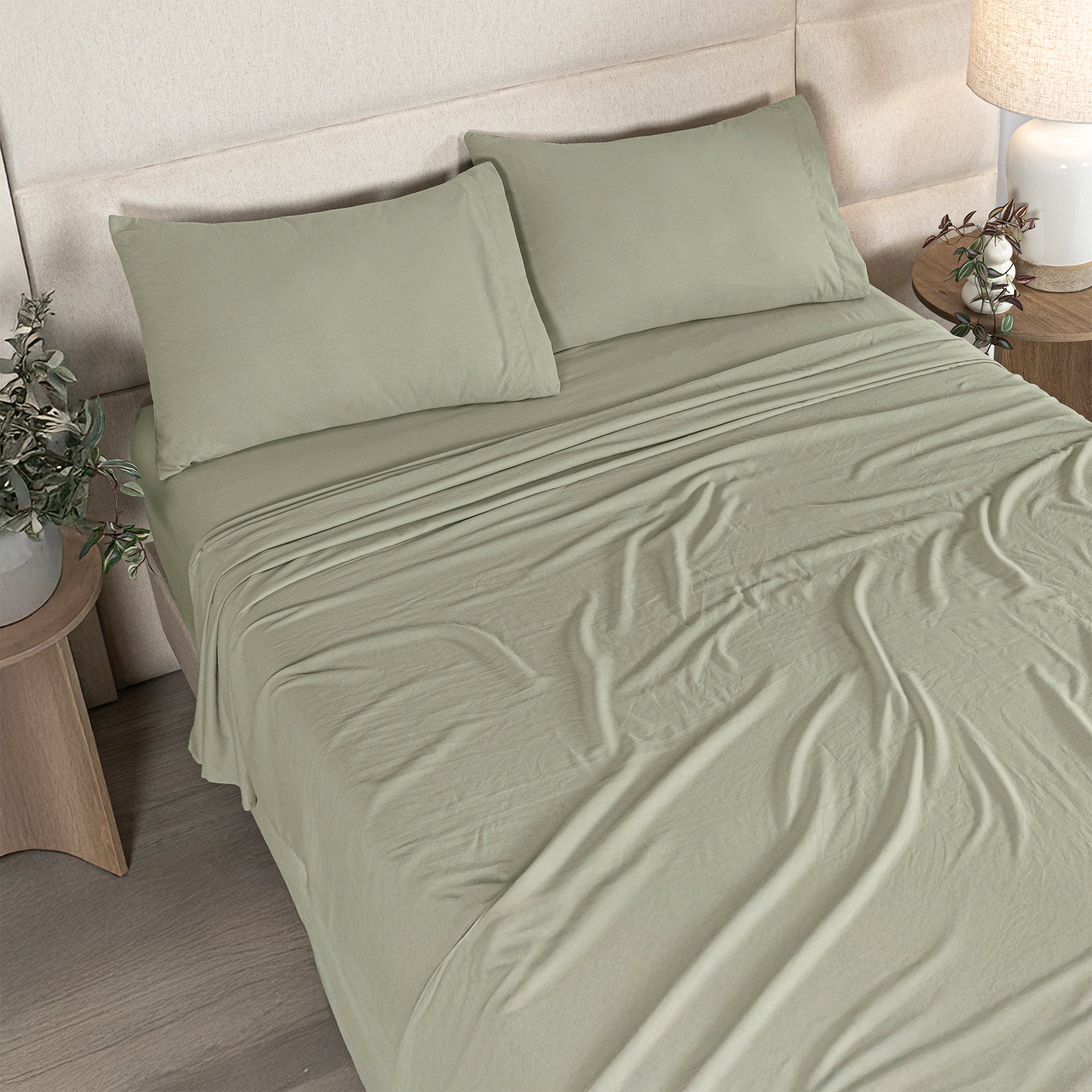 Viasoft Washed Matcha Sheets