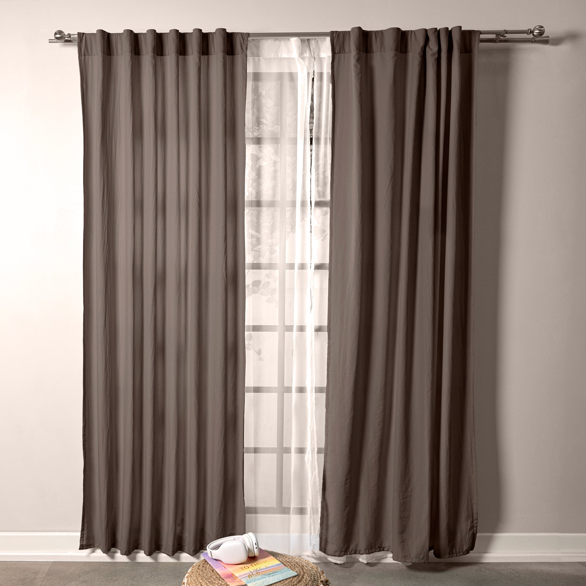 Viasoft Washed Coffee Curtains
